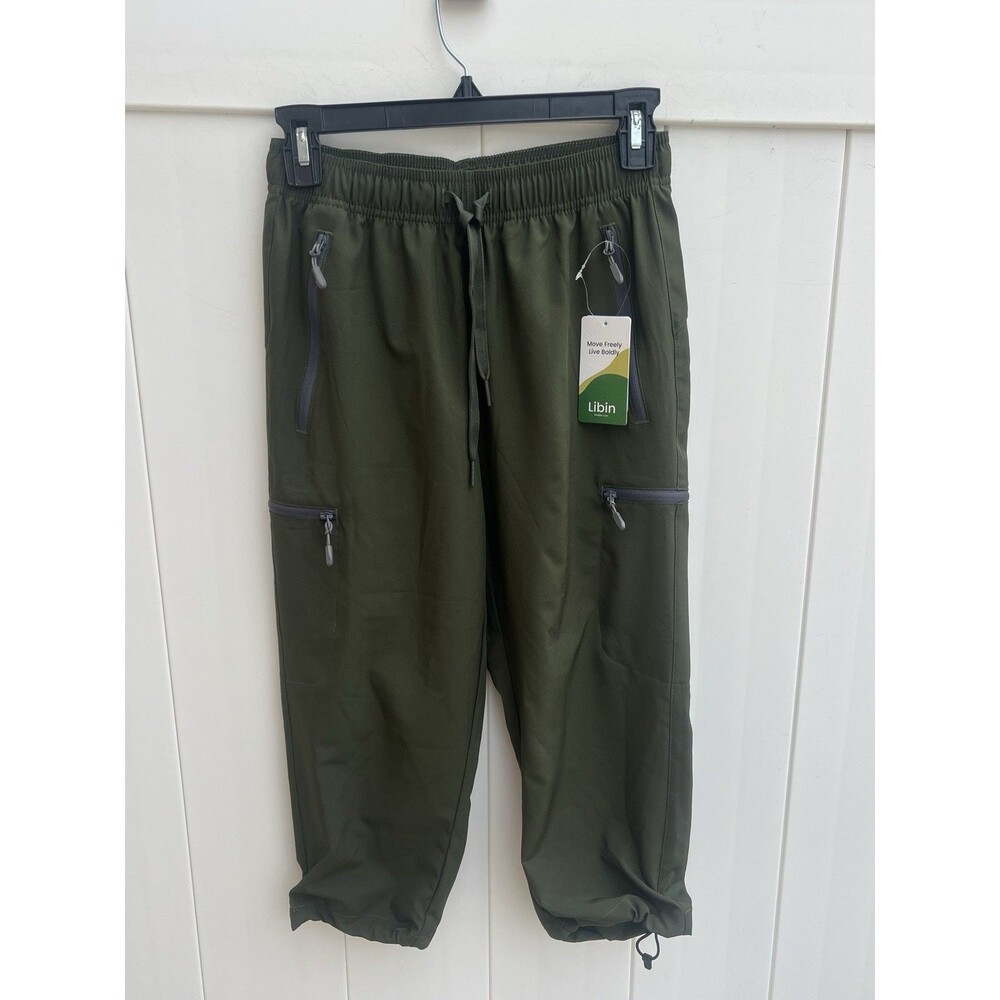 Libin Jogger Pants Women’s XS Waterproof Drawstring Zip Pockets Green New